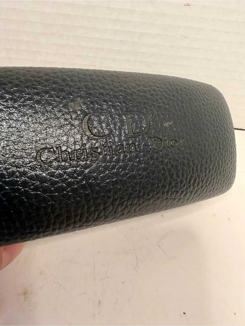 Christian Dior Vintage Hard Flip Top Leather Eyeglass Case Black Case Only